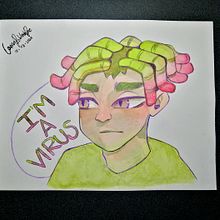 Covid Boy. Traditional illustration, and Watercolor Painting project by Larisa RP - 08.08.2020