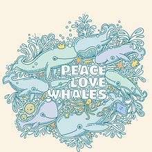 Peace Love Whales - My project in Doodle-Style Vector Illustration course. Projekt z dziedziny Ilustracja c i frowa użytkownika Penny Aguilera - 09.08.2020