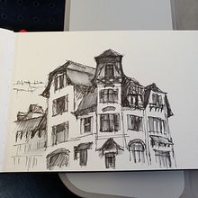 Mein Kursprojekt: Architektonische Zeichnung mit Aquarell und Tinte. 2D Animation, 3D Animation, Watercolor Painting, Creativit, Music, Music Production, VFX, and Drawing project by Philipp Baumann - 08.11.2020