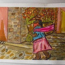 The Flowers seller  (watercolor &  indian ink). Watercolor Painting project by Henry Miranda - 08.11.2020
