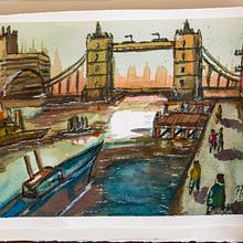 Sunrise in London -  Watercolor & Indian ink - . Watercolor Painting project by Henry Miranda - 08.11.2020
