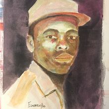 Meu projeto do curso: Retrato artístico em aquarela, com recurso papel INAT 230g/m2, com o apoio do meu Colega e Amigo, Dr Canda Costa, que retrata uma fase da sua juventude.. Un proyecto de Dibujo realista de Eduardo Sao Marcos - 11.08.2020