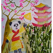 Mi Proyecto del curso: Ilustración en acuarela con influencia japonesa. Children's Illustration, and Watercolor Painting project by Ana Karina Moreno - 01.07.2021