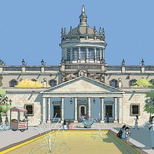 Hospicio Cabañas, Guadalajara, México. Architecture, Digital Architecture, Street Art, Sketching, Digital Drawing, Traditional illustration, Architectural Illustration, Digital Illustration, and Sketchbook project by Pablo Vallejo - 08.12.2020