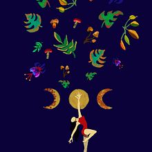 Ilustração flat com Photoshop: Deusa Triplice. Botanical Illustration, and Digital Illustration project by Mayara Biagiotti - 08.19.2020