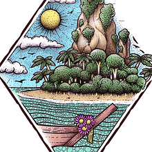 "Adventure Island" illustration. Projekt z dziedziny Kreat, wność,  R, sunek, R, sunek ołówkiem,  R, sunek art, st, czn, R, sunek c, frow, Projektowanie tatuaż, Grafika ed, torska, Projektowanie graficzne, Trad, c, jna ilustracja, R, sunek botaniczn,  R, sunek atramentem, Ilustracja c, frowa i Ilustracje dla dzieci użytkownika Marco Boetti - 17.08.2020