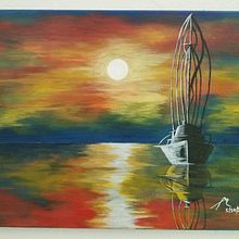 The Horizon Sun. Acr, lic Painting, Artistic Drawing, and Painting project by Juancarlo Diaz Cintron - 08.17.2020