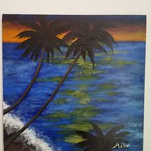 The Midnight Palm Trees. Acr, lic Painting, and Painting project by Juancarlo Diaz Cintron - 08.17.2020