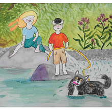 Domingo en la tarde en el río Bow. Traditional illustration project by alejandra_cano - 08.19.2020