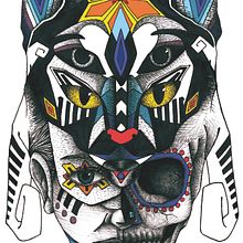 Retrato totémico de la Sarinka. Drawing, Ink Illustration, and Fine Arts project by Pablo Aguiar - 08.20.2020