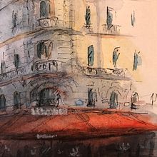 My project in Architectural Sketching with Watercolor and Ink course. Ilustração arquitetônica, Ilustração com tinta, Esboçado, e Pintura em aquarela projeto de Irina Avtomonova - 20.08.2020