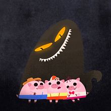 Los 3 cerditos. Un proyecto de Diseño de personajes, Ilustración tradicional, Ilustración digital e Ilustración infantil de Cris Tamay - 25.08.2020