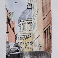 Cupola Santa Maria Maggiore, Roma. Watercolor Painting project by Pablo Lozano - 08.24.2020