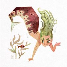 Cherry Salmon Mermay. Children's Illustration, Digital Illustration, and Traditional illustration project by Gemma Gould - 05.04.2020