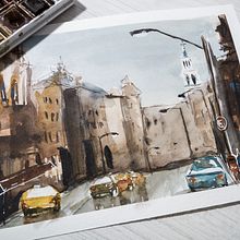 Aquarelas Urbanas. Architecture, and Watercolor Painting project by Rodrigo Pozzobon - 08.25.2020