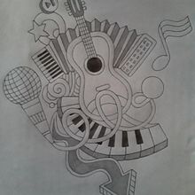 Explosión musical. Pencil Drawing project by Mayra Povis - 08.26.2020
