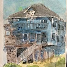 My project in Architectural Sketching with Watercolor and Ink course Beach House in Duck, NC. Ilustração arquitetônica, e Pintura em aquarela projeto de CJ Elliott - 27.08.2020