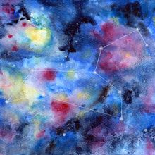 Galaxia: constelación Leo. Projekt z dziedziny Malowanie akwarelą użytkownika María Hernández - 29.08.2020