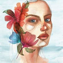 Meu projeto do curso: Retrato ilustrado em aquarela . Desen artistic & Ilustrație tradițională de Amanda Kumm - 09.01.2020