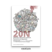 Cartel macro-manifestación aragonesa 20N contra la represión 2019. Un progetto di Design di poster , Graphic design e Illustrazione tradizionale di Eva Cortés Jiménez - 20.11.2019