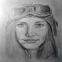 La aviadora. Un proyecto de Dibujo, Dibujo a lápiz, Dibujo artístico, Dibujo de Retrato y Dibujo realista de Luis Garcia - 22.08.2020