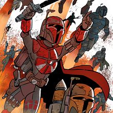 Mandalorians. Sketching, Concept Art, Creativit, Pencil Drawing, Design, Character Design, Traditional illustration, Ink Illustration, and Digital Illustration project by Alberto Peral Alcón - 09.03.2020