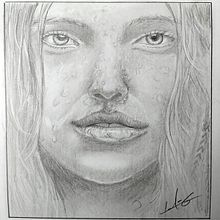 Mujer mojada. Un proyecto de Dibujo, Dibujo a lápiz, Dibujo artístico, Dibujo de Retrato y Dibujo realista de Luis Garcia - 31.08.2020