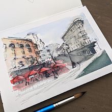 My project in Architectural Sketching with Watercolor and Ink course. Projekt z dziedziny Malowanie akwarelą użytkownika danredge87 - 04.09.2020