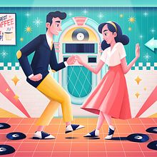 50's dance. Un proyecto de Ilustración digital e Ilustración vectorial de Stephania Díaz Daza - 05.09.2020