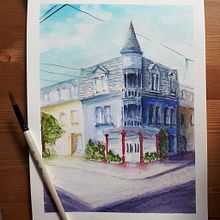 My project in Architectural Sketching with Watercolor and Ink course. Un proyecto de Pintura a la acuarela de marie_labonte - 05.09.2020