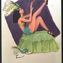 Acuarela Pop Pin Up 20 . Desen artistic, Desen de portret, Design de caractere, Ilustrație tradițională și Pictură în acuarelă de Jessica López - 11.17.2020