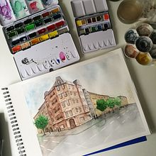Adding some trees to Hamburg-Hohenfelde. Un proyecto de Ilustración arquitectónica de vera_elisabeth - 06.09.2020
