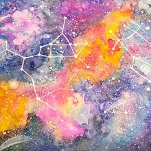 Constelaciones: Sagitario y Géminis. Pintura em aquarela projeto de Luz Lara - 07.09.2020