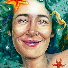 Mi Proyecto del curso: La Demoiselle de la Mer. Acuarela, lápices de colores y montaje en Photoshop..  project by Aislami David - 09.09.2020