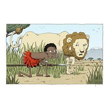 Masai y león Ein Projekt aus dem Bereich Traditionelle Illustration von Jorge Campos - 11.09.2020