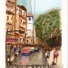 Mi Proyecto del curso: Paisajes urbanos en acuarela. Fine Arts, and Watercolor Painting project by Gino Fabrizio Sandrin - 09.11.2020