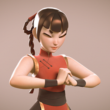 Poyecto Personal - Kung Fu Lama Girl. Un proyecto de 3D, Diseño de personajes 3D, Escultura y Modelado 3D de Alfredo Baro Angulo - 10.08.2020