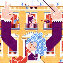Bienvenidos a Palacio. Drawing, Traditional illustration, Architectural Illustration, Digital Illustration, Vector Illustration, and Advertising project by Carlos Arrojo - 09.13.2020