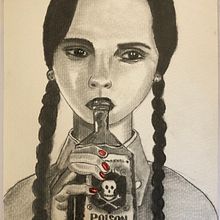 Wednesday Addams. Een project van Tekening met potlood y Aquarelschilderen van Alessandra Russo - 13.09.2020