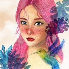 Mi Proyecto del curso: Retrato ilustrado en acuarela. Een project van  Beeldende kunst, Traditionele illustratie,  Botanische illustratie y Aquarelschilderen van Ale Ortega - 15.09.2020