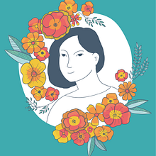 My project in Illustrated portraits with botanical elements course. Projekt z dziedziny Trad, c i jna ilustracja użytkownika Katri Niinikangas - 16.09.2020