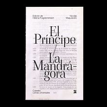 Cubierta para El príncipe/La Mandrágora (proyecto ficticio). Editorial Design, Graphic Design, T, and pograph project by Francisco Rico Sánchez - 08.13.2020