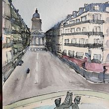 Proyecto Final: Le chemin vers le Panthéon. Un progetto di Street Art, Illustrazione tradizionale, Illustrazione architettonica, Illustrazione con inchiostro, Pittura e Pittura ad acquerello di Angel Peto - 08.09.2020