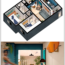 Meu projeto do curso: Ilustração digital de projetos arquitetônicos. Un proyecto de 3D, Arquitectura, Arquitectura interior, Arquitectura digital, Decoración de interiores, Diseño, Diseño de interiores, Diseño, creación de muebles					, Ilustración arquitectónica y Visualización arquitectónica de Crislayne Marques - 17.09.2020