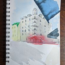 My project in Architectural Sketching with Watercolor and Ink course. Architectural Illustration, and Watercolor Painting project by Arathi Sundarram - 09.17.2020