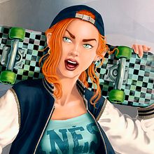 Inés Skateboarder, Mi Proyecto del curso: Creación de personajes estilo urbano. Concept Art, Character Design, Traditional illustration, and Digital Illustration project by Francisco Javier Llobregat Garcia - 09.18.2020