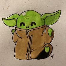 Bebé Yoda Ein Projekt aus dem Bereich Aquarellmalerei von Mónica Farrera Hernández - 10.08.2020