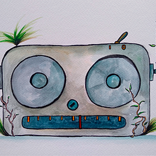 Radio robot. Un proyecto de Desarrollo de videojuegos, Diseño de juguetes, Diseño de videojuegos, Pintura a la acuarela y Videojuegos de Isi Cano - 20.08.2020
