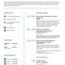 Curriculum Vitae . Film, Video, TV, Art Direction, and Graphic Design project by Montse Bedmar - 09.21.2020