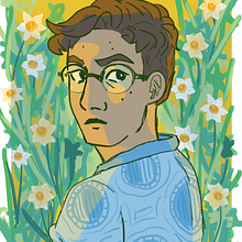 A sunset around flowers. Digital Drawing, Digital Illustration, and Traditional illustration project by Anahi Lopez - 06.09.2020